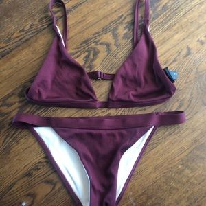 Pacsun Burgundy Ribbed Bikini Top